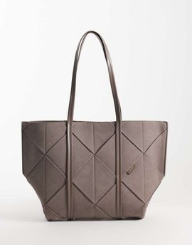Calvin Klein Calvin Klein woven suede shopper bag with inside pouch in taupe-Neutral