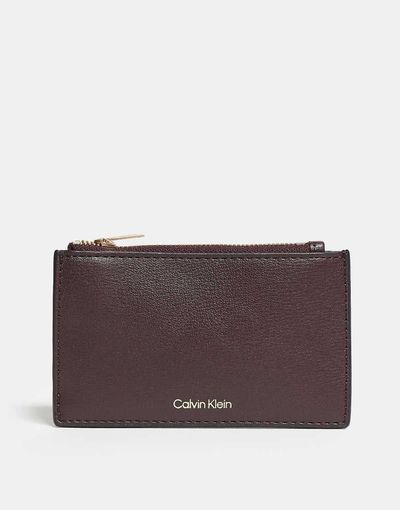 Calvin Klein Calvin Klein zip card holder wallet in burgundy-Red