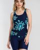 Calypsa Calypsa Maya Tankini Swim Top With Removable Cups and Navy Mid-Thigh Swim Shorts Set - 1
