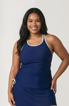 Calypsa Calypsa Plus Size Maya Tankini Swim Top With Removable Cups Two-Toned Collection