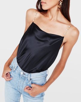 Cami NYC Busy Bias-Cut Cami w/ Pearl Chain Straps