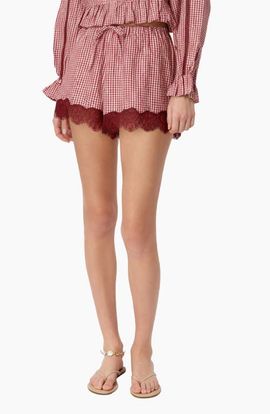 CAMI NYC CAMI NYC Cassandra Mid Rise Lace Trim Gingham Shorts
