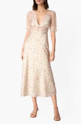 CAMI NYC CAMI NYC Dinah Floral Lace Silk Midi Dress