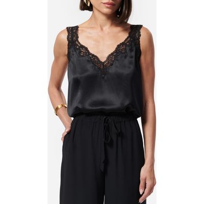 CAMI NYC CAMI NYC Fernanda Lace Trim Silk Charmeuse Tank