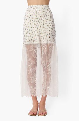 CAMI NYC CAMI NYC Flo Midi Skirt with Lace Hem