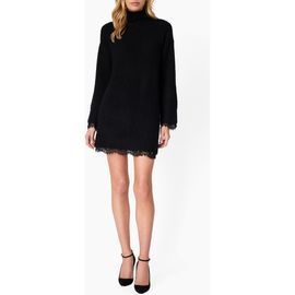 CAMI NYC CAMI NYC Lynette Lace Trim Wool & Cashmere Turtleneck Dress