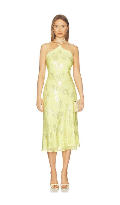 CAMI NYC CAMI NYC Ruzita Metallic Chiffon Midi Dress
