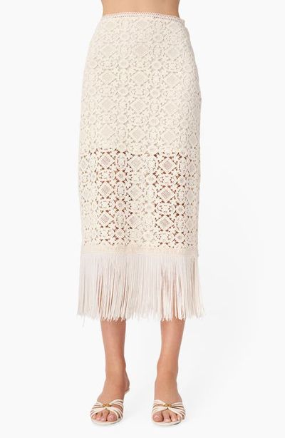 CAMI NYC CAMI NYC Veezia Fringe Hem Open Stitch Midi Skirt