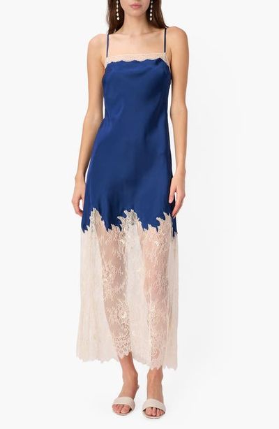 CAMI NYC CAMI NYC Verity Sheer Lace Trim Silk Slipdress