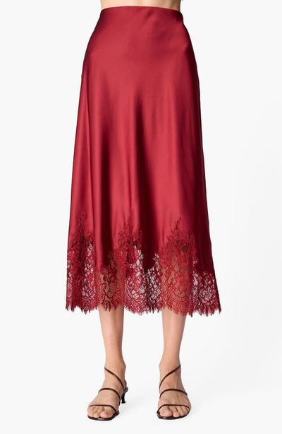 CAMI NYC CAMI NYC Vivienne Floral Lace Panel Stretch Silk Midi Skirt