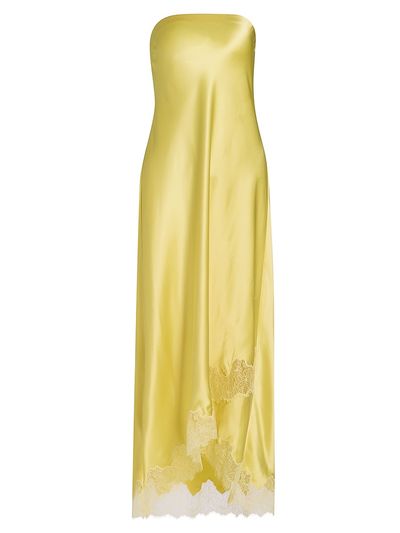 Cami NYC Women's Alexandria Strapless Lace-Trimmed Satin Midi-Dress