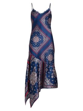 Cami NYC Women's Becky Printed Lace-Trimmed Silk Midi-Dress