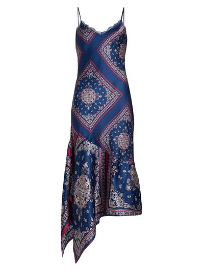 Cami NYC Women's Becky Printed Lace-Trimmed Silk Midi-Dress