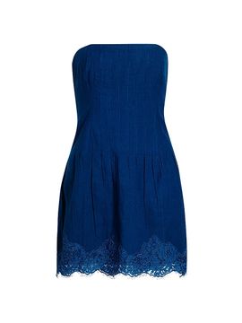 Cami NYC Women's Belinda Strapless Lace-Trimmed Linen Minidress
