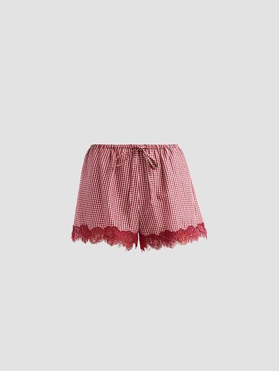 Cami NYC Women's Cassandra Gingham Cotton-Silk Lace-Trim Shorts