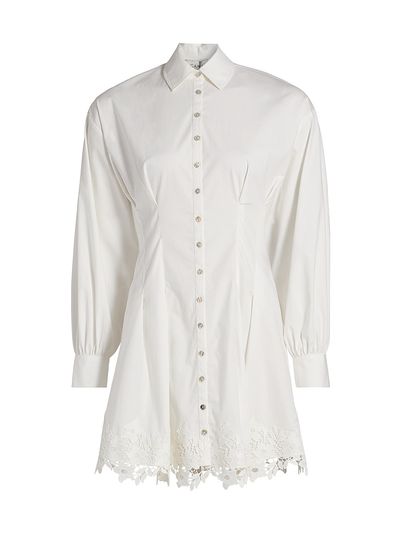 Cami NYC Women's Kimiko Lace-Trim Cotton Mini Shirtdress