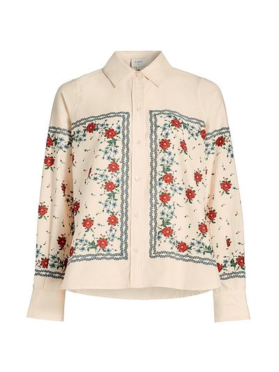 Cami NYC Women's Rafella Printed Cotton-Silk Button-Front Blouse