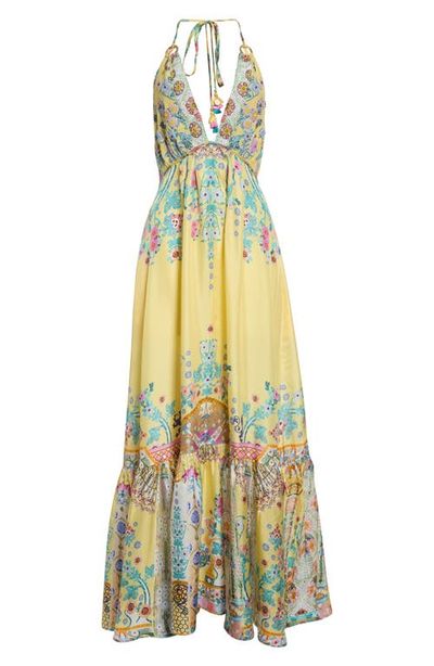 Camilla Camilla Barcelona Beaded Silk Halter Maxi Dress 