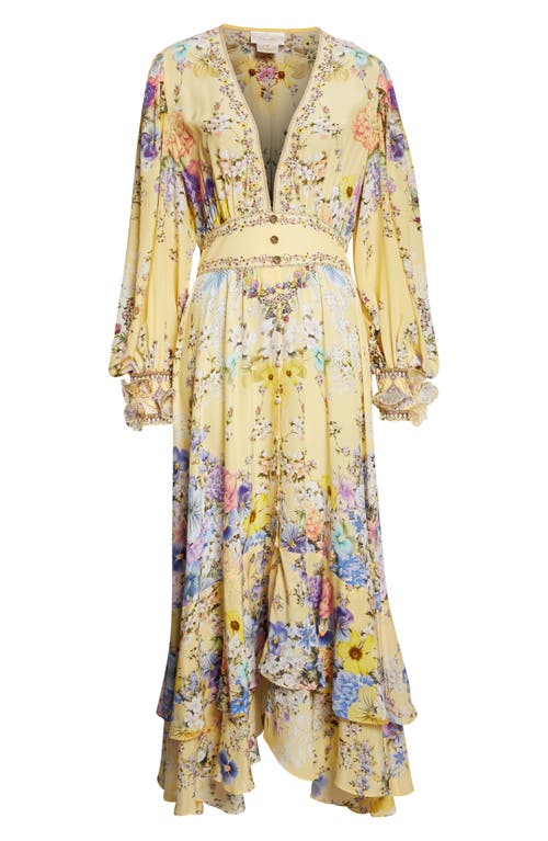 Camilla Camilla Darling Buds Floral Long Sleeve Silk Button Front Dress 
