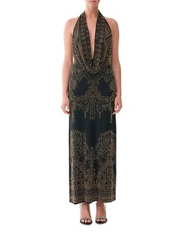 Camilla Camilla Embellished Deep Cowl Plunge Maxi Dress