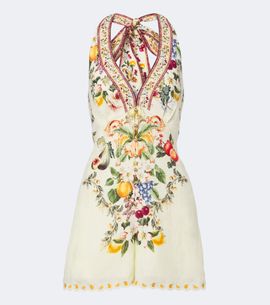 Camilla Camilla Embellished halterneck linen romper