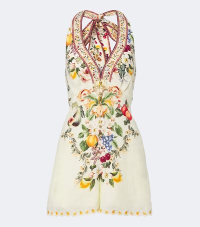 Camilla Camilla Embellished halterneck linen romper