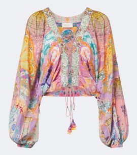Camilla Camilla Embellished lace-up silk blouse