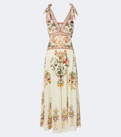 Camilla Camilla Embellished printed linen and silk maxi dress
