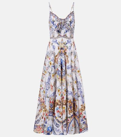 Camilla Camilla Embellished printed linen midi dress