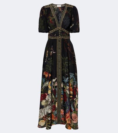 Camilla Camilla Embellished printed silk satin maxi dress