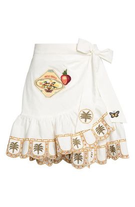 Camilla Camilla Embroidered Ruffle Hem Wrap Skirt