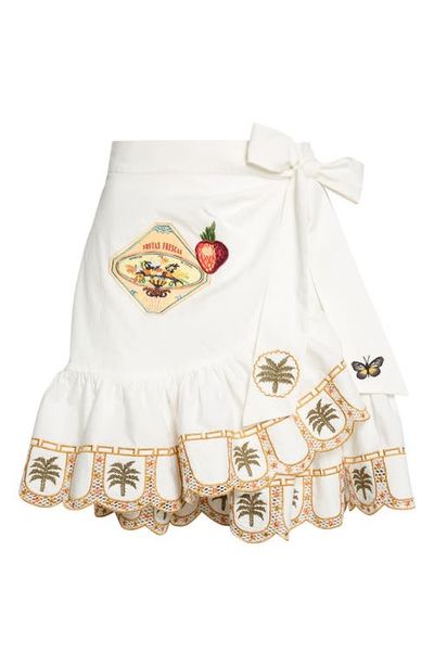 Camilla Camilla Embroidered Ruffle Hem Wrap Skirt