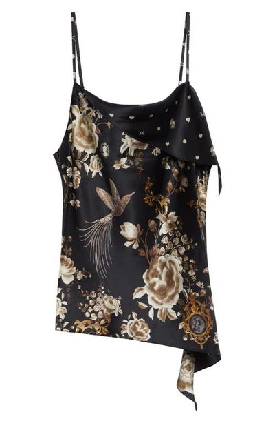 Camilla Camilla Flamenco Folklore Print Draped Asymmetric Silk Camisole 