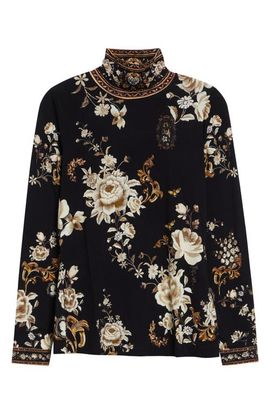 Camilla Camilla Flamenco Folklore Print Jersey Turtleneck Top 