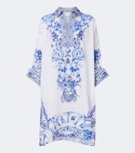 Camilla Camilla Floral crystal-embellished linen kaftan