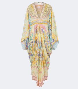 Camilla Camilla Floral embellished draped silk kaftan