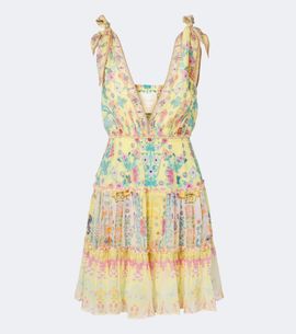 Camilla Camilla Floral embellished tiered minidress