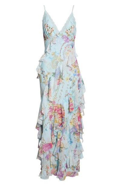 Camilla Camilla Floral Ruffle Silk Slipdress