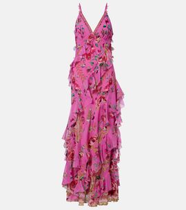 Camilla Camilla Floral ruffled silk maxi dress