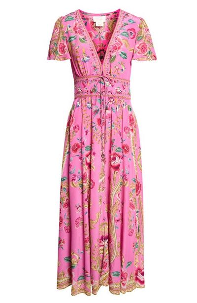 Camilla Camilla Floral V-Neck Silk Midi Dress