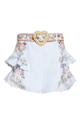 Camilla Camilla Frilled Belted Linen Shorts
