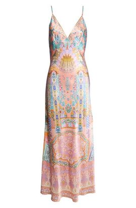 Camilla Camilla Gaudi Print Silk Charmeuse Slipdress