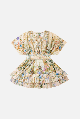 Camilla Camilla Kids V Neck Mini Dress W Layered Frill Hem