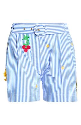 Camilla Camilla Magic of the Mercado Crochet Embellished Stripe Cotton Shorts 