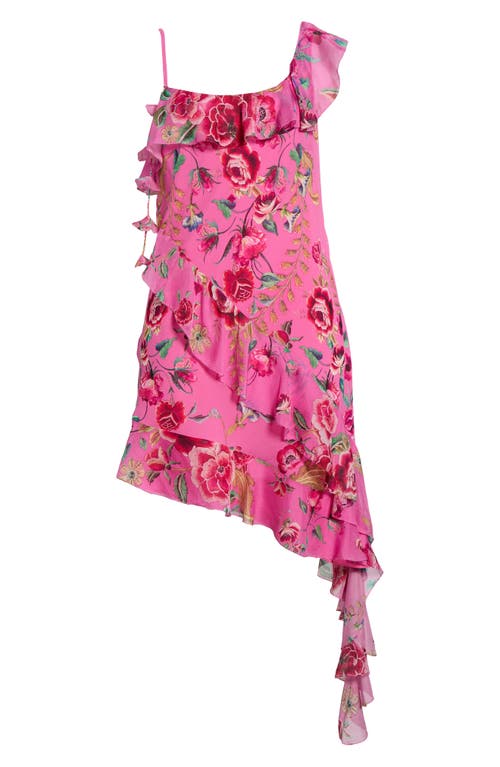 Camilla Camilla Matadora Flora Asymmetric Ruffle Silk Georgette Dress 