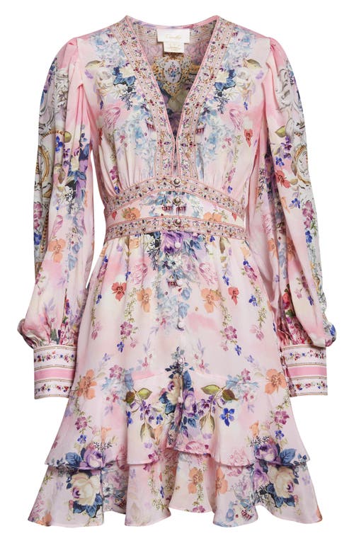 Camilla Camilla Palatial Pastels Crystal Embellished Long Sleeve Silk Dress