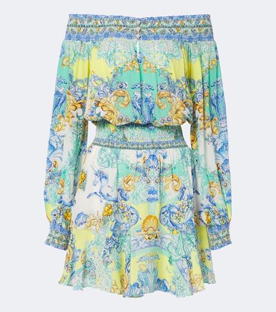 Camilla Camilla Printed embellished off-shoulder silk minidress