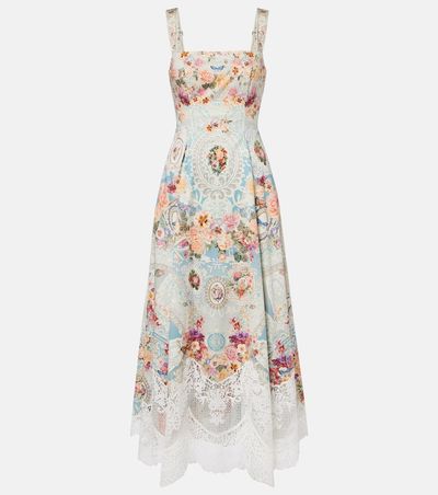 Camilla Camilla Printed lace-trimmed cotton midi dress