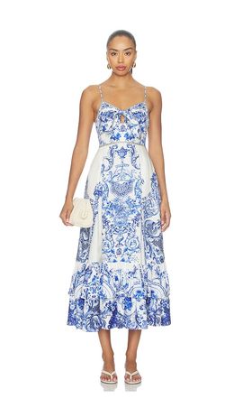 Camilla Camilla Ruffle Hem Tie Front Maxi Dress