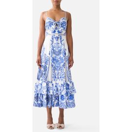 Camilla Camilla Ruffle Hem Tie Front Midi Dress
